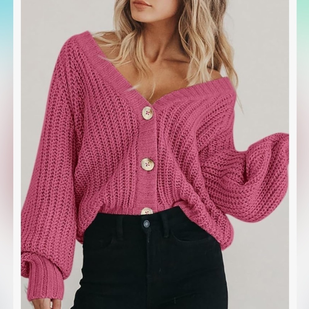 Chunky Knit Open Front Sweater Long Sleeve Button Loose Short Cardigan
8095 - Picture 7 of 9